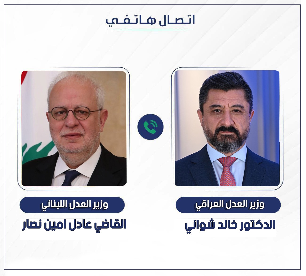 خلال اتصال هاتفي وزير العدل يبحث مع نظيره اللبناني توطيد العلاقات العدلية والقانونية بين البلدين