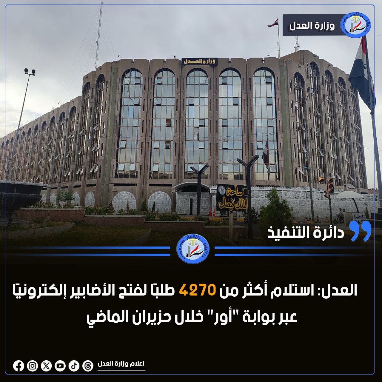 استلام أكثر من ٤٢٧٠ طلبًا لفتح الأضابير إلكترونيًا عبر بوابة 