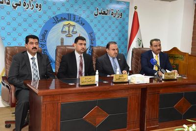 وزير العدل القاضي سالار عبد الستار محمد يلتقي الوجبة الاولى من المفصولين من دائرة الإصلاح العراقية