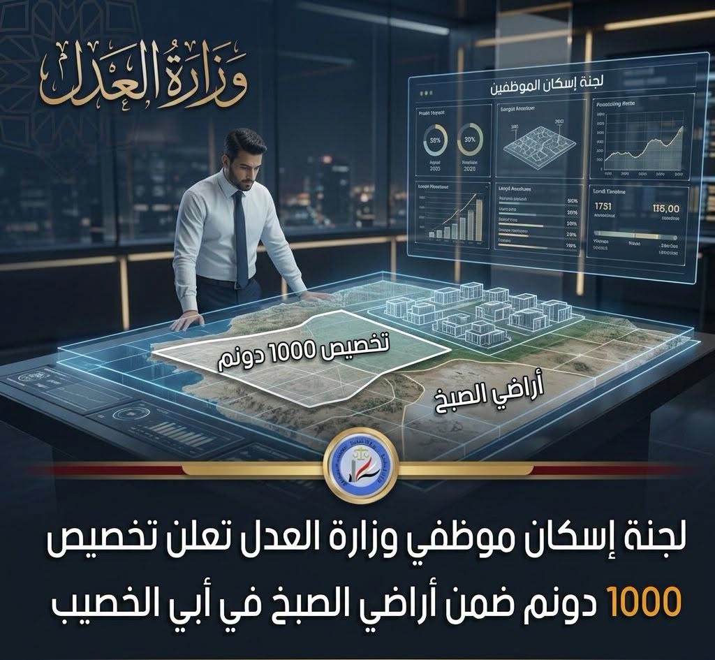 ضمن توجيهات معالي وزير العدل بدعم موظفي الوزارة ....لجنة إسكان موظفي وزارة العدل تعلن تخصيص 1000 دونم ضمن أراضي الصبخ في أبي الخصيب